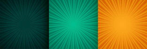 sun burst zoom rays background set of three