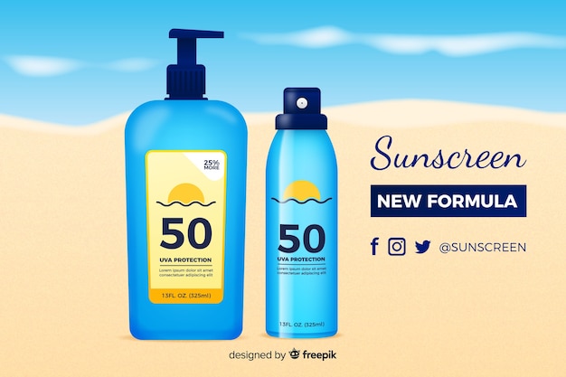 Sunscreen ad in realistic style