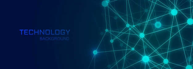 Technology banner background with polygon connecting shapes