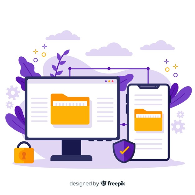 Transfer files concept for landing page