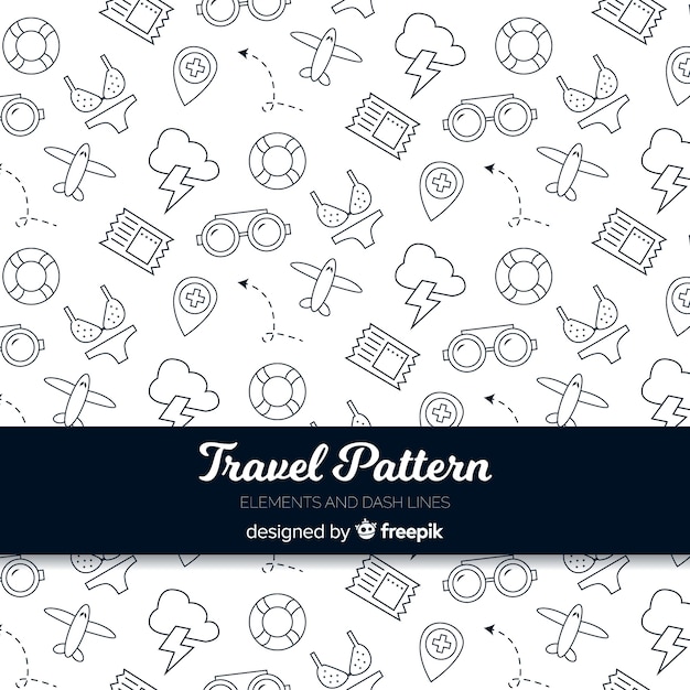 travel pattern with elements and dash lines