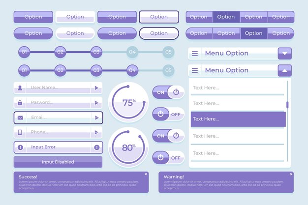 UI-kit-kollektion med fladt design