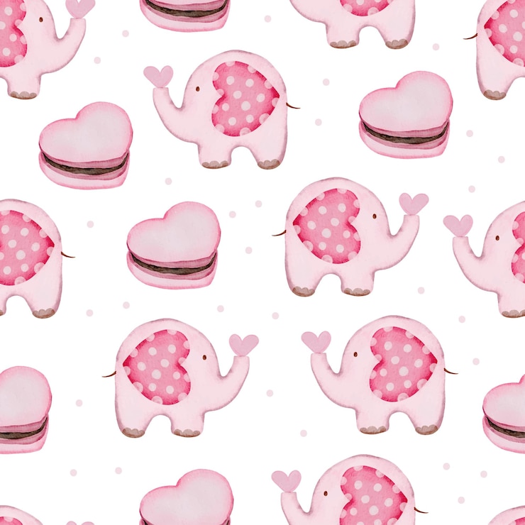 Gratis Vektor valentine seamless pattern with cake, elephant.