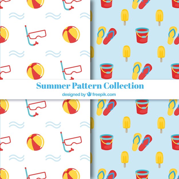 Various summer patterns with colored items