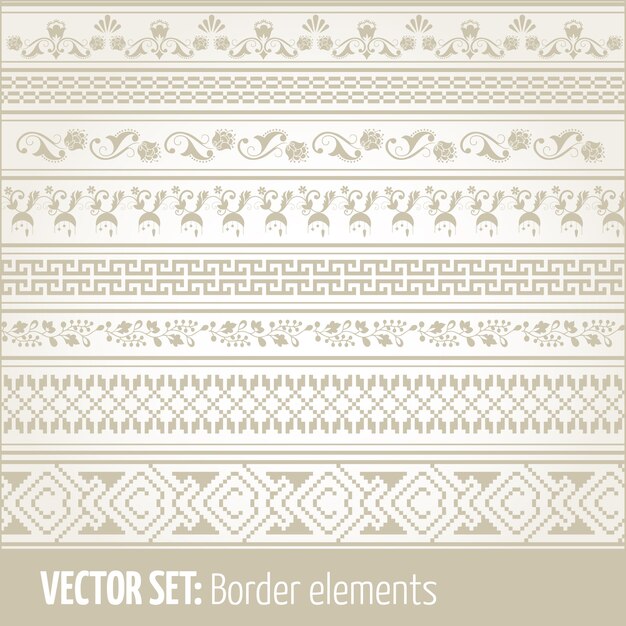 vector set of border elements and page decoration elements. border decoration elements patterns. ethnic borders vector illustrations.