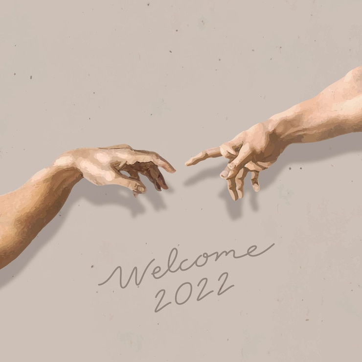 Gratis Vektor velkommen 2022 vektor, æstetisk nytårshilsen design, finger of god baggrund