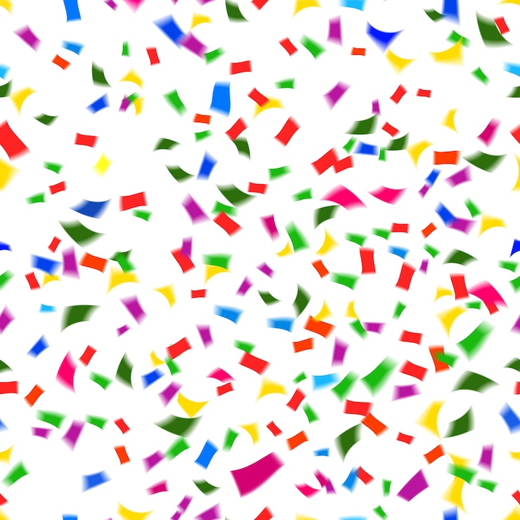 Gratis Vektor vibrant seamless vector pattern of falling paper confetti in the colors of the rainbow or spectrum in a festive  party  or holiday concept such as new year  christmas  wedding or birthday