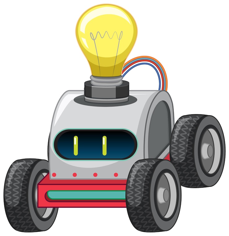 Gratis Vektor vintage robotbil legetøj med lyspære