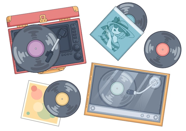 vinyl record player with old disc plate