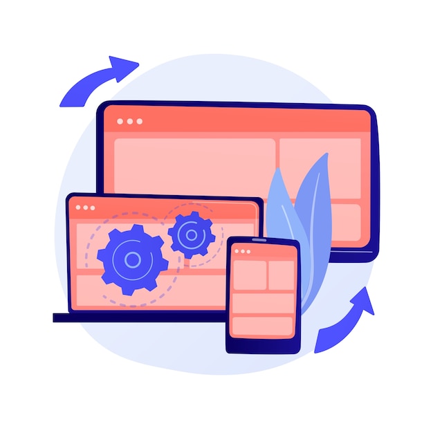 Websidesvisualisering. Protokolprocedure. Dynamisk softwareworkflow. Full Stack udvikling, markup, administrer system. Driver til delt hukommelse. Vektor isoleret koncept metafor illustration.