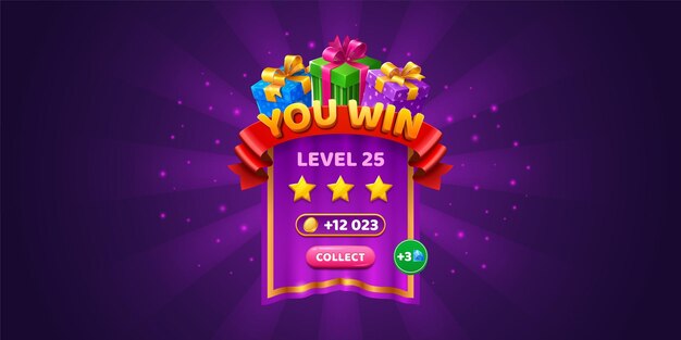 you win game popup banner casino jackpot screen