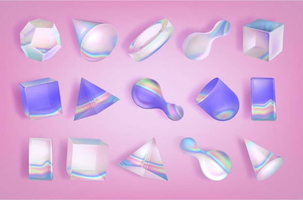 3d abstract glass shape and crystal light gradient