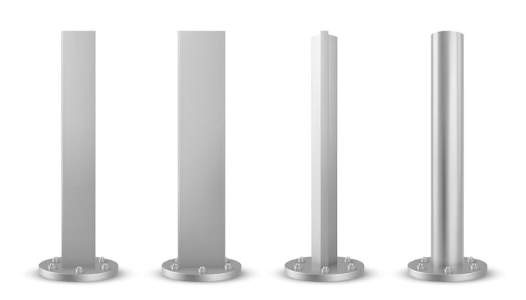 Gratis Vektor 3d metal pole base of different shape