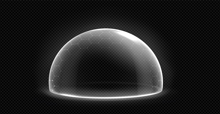 Gratis Vektor 3d shield dome glass sphere safety concept vector