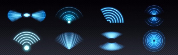 3d wifi neon light symbol technology vector effect abstract wireless wave sign glow icon sound scan echolocation line concept futuristic radial mobile phone spot disc concentric sonar antenna