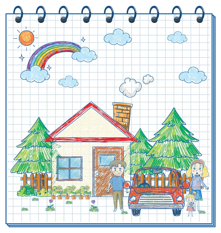 Gratis Vektor a notebook with a doodle sketch design with colour at the cover