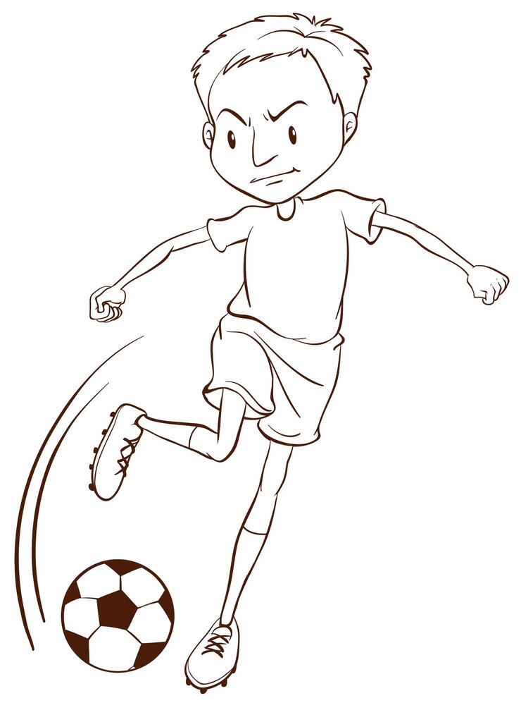 Gratis Vektor a plain sketch of a soccer player