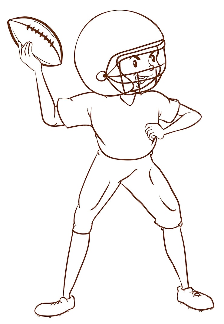 Gratis Vektor a plain sketch of an american football player