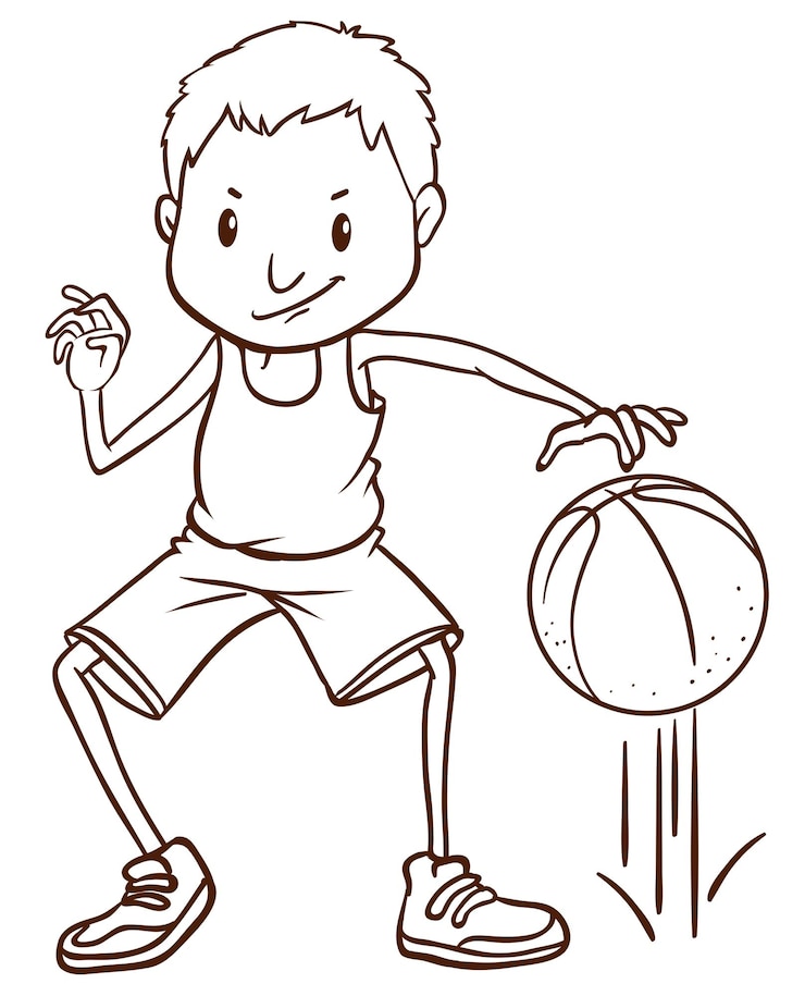 Gratis Vektor a simple sketch of a basketball player