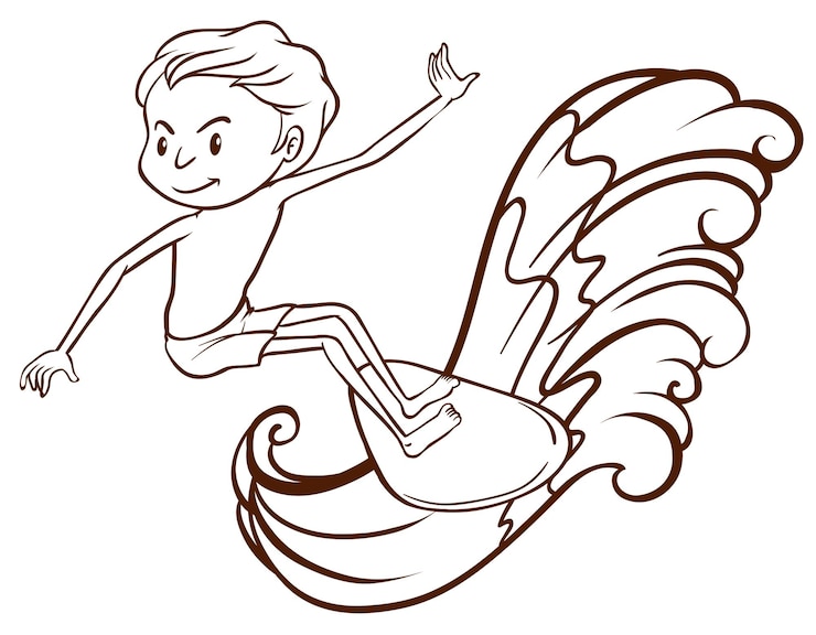 Gratis Vektor a simple sketch of a boy doing water sport