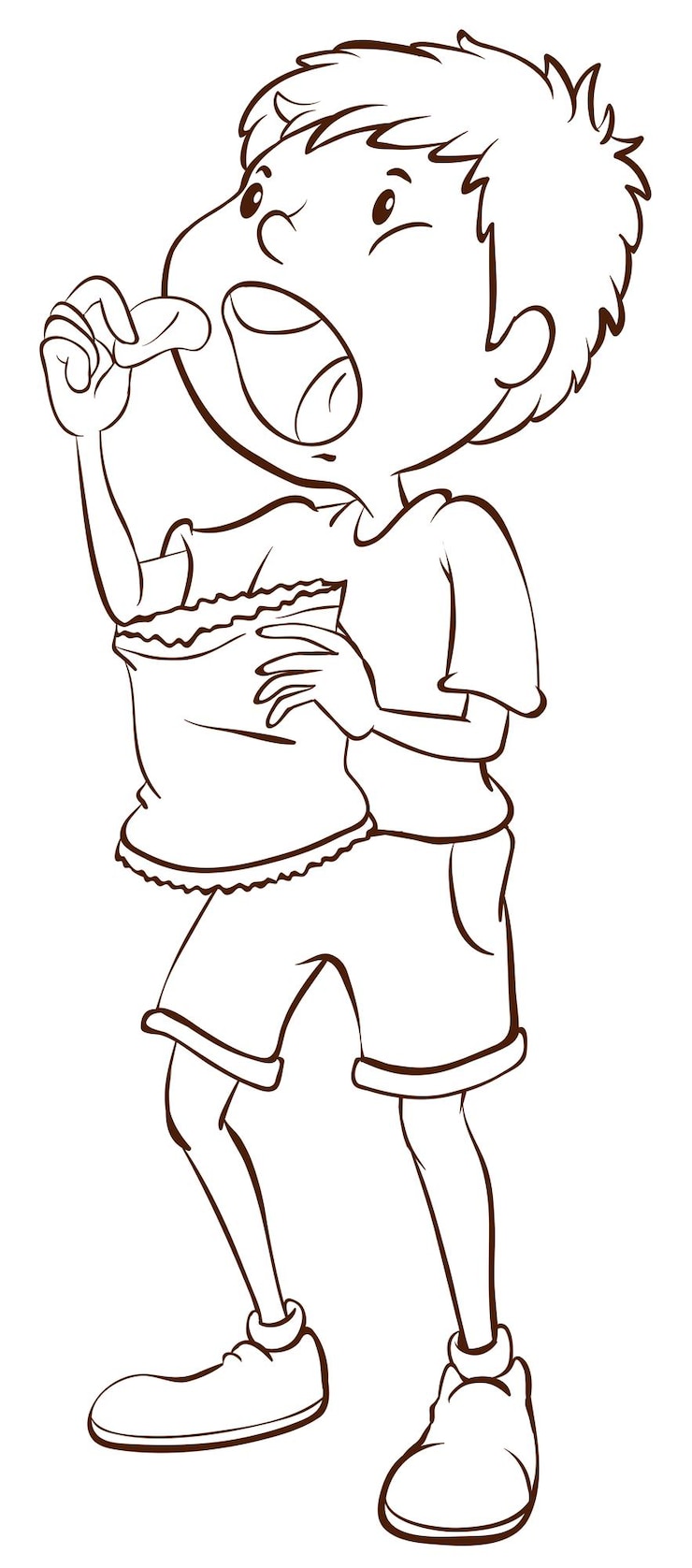 Gratis Vektor a simple sketch of a boy eating