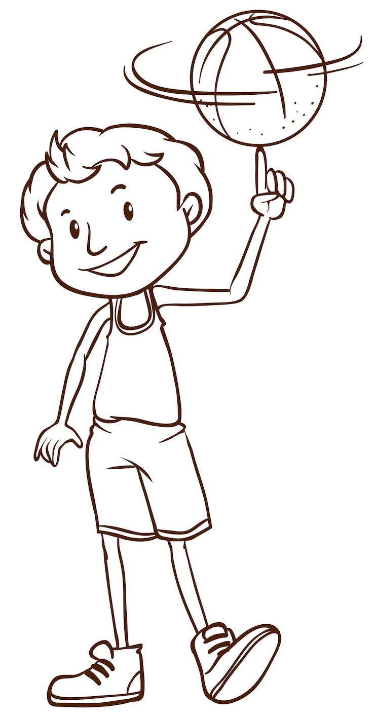 Gratis Vektor a simple sketch of a man playing basketball