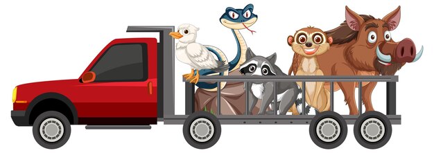 animal friends on a fun truck ride