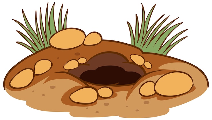 Gratis Vektor animal hole scene isolated