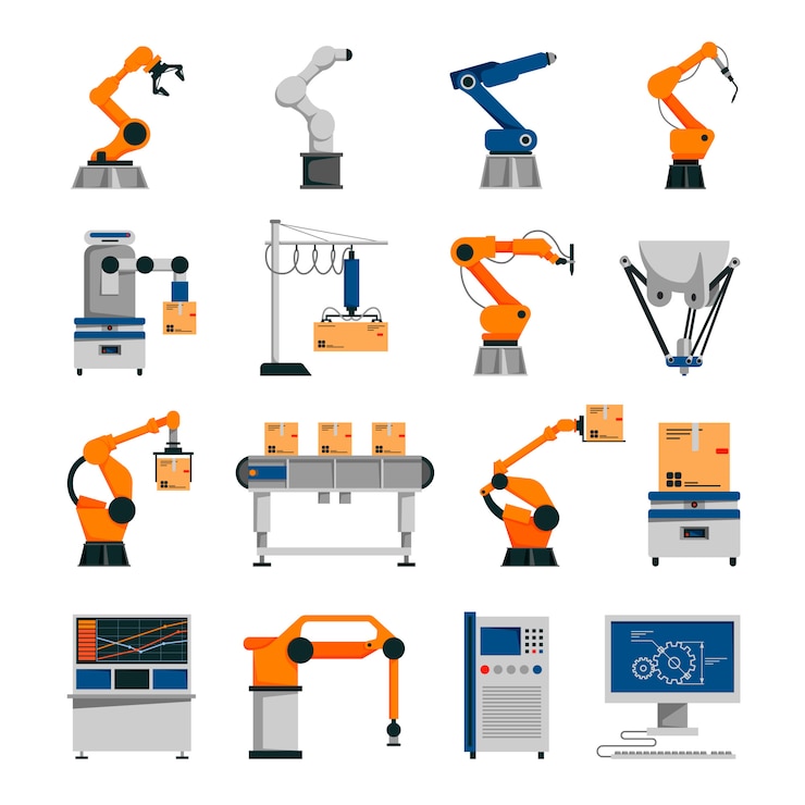 Gratis Vektor automation icons set