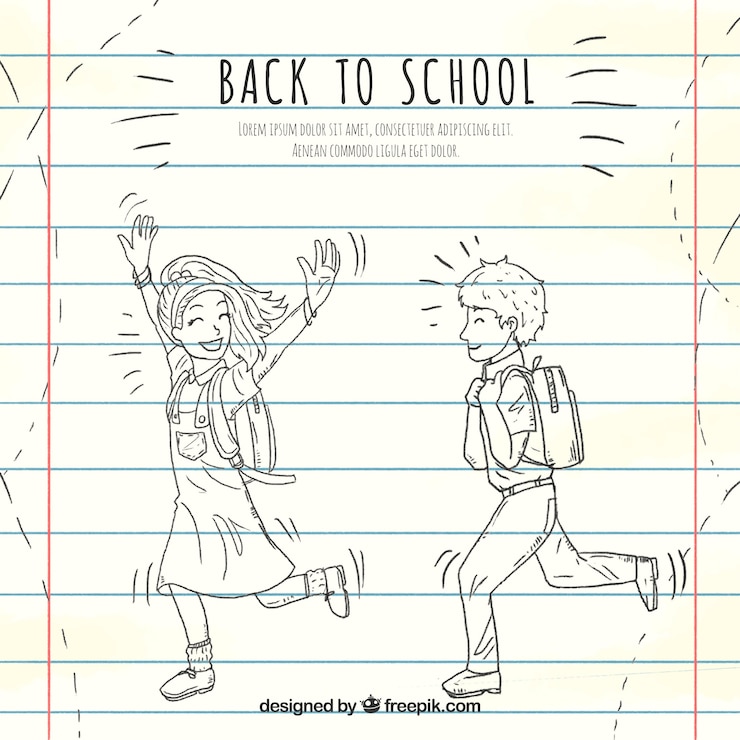 Gratis Vektor back to school drawing illustration