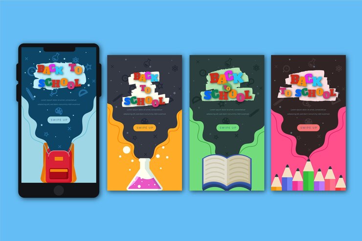 Gratis Vektor back to school instagram stories flat design