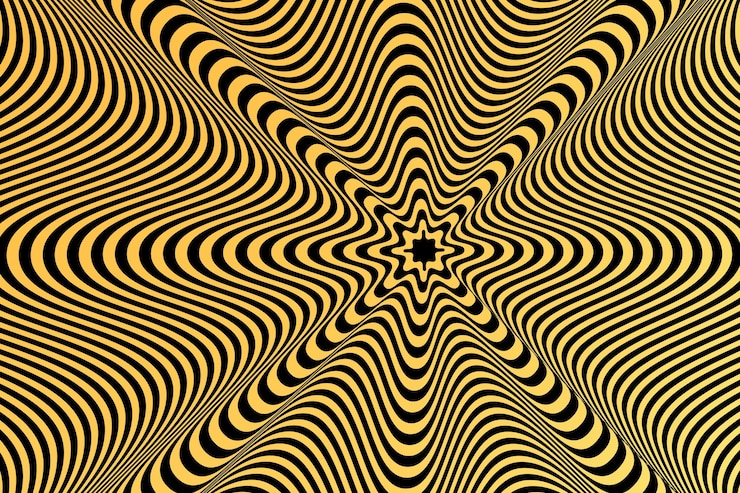 Gratis Vektor bakgrunn med psykedelisk optisk illusjon