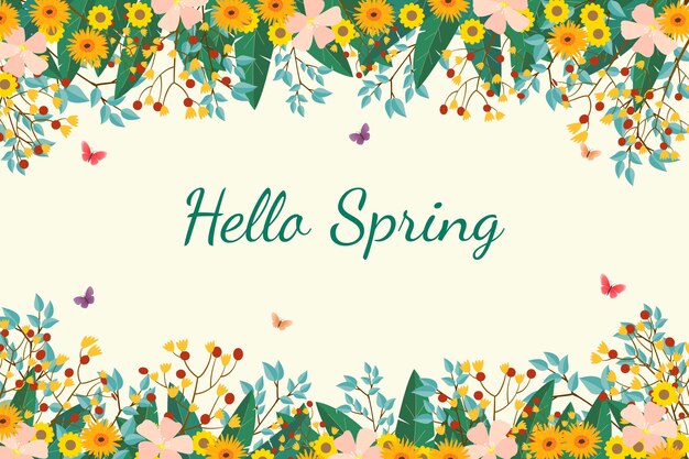 beautiful flat spring background with flowers