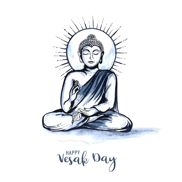 Gratis Vektor beautiful happy vesak day buddha jayanti traditional card background