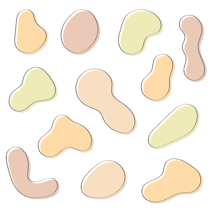Gratis Vektor blobs pastel colour with outlines