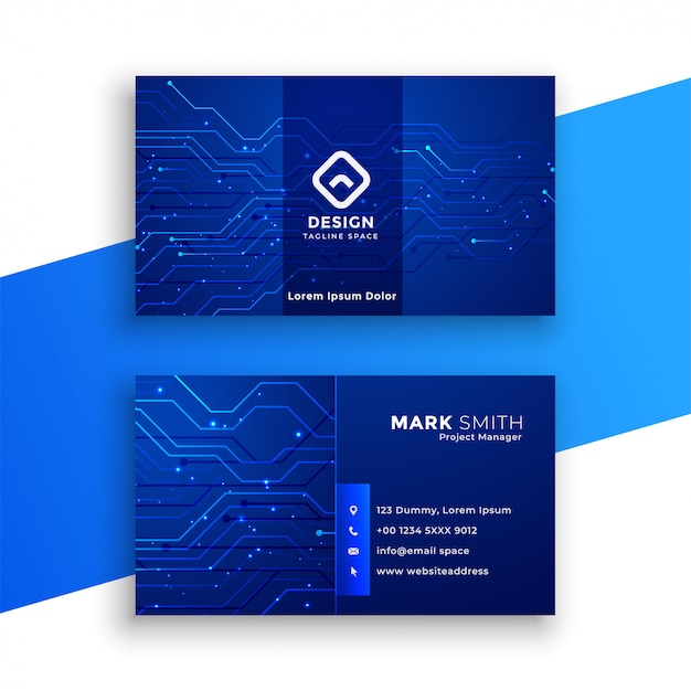 blue technology style business card 