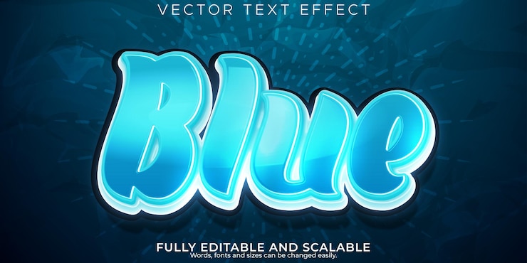 Gratis Vektor blue text effect editable rainbow and colored text style