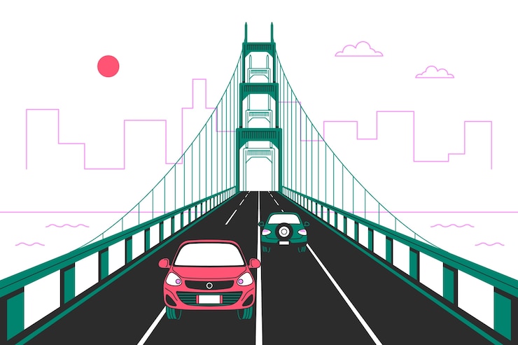 Gratis Vektor bridge road concept illustration
