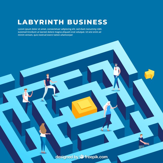 business concept with labyrinth's isometric view