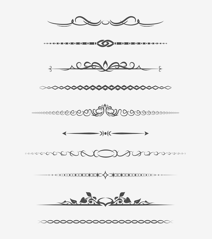 Gratis Vektor calligraphic page dividers. retro decoration, book ornament, chapter and arrow.