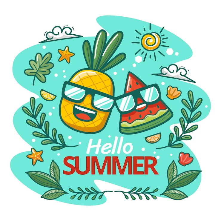 Gratis Vektor cartoon hello summer illustration