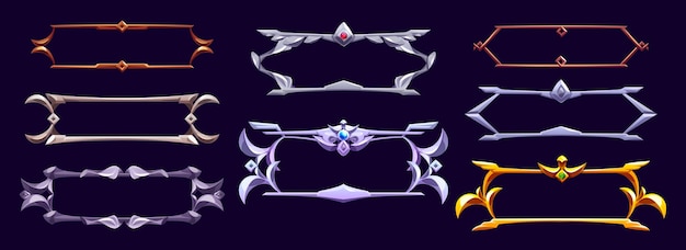 cartoon set of medieval frames for game ui design