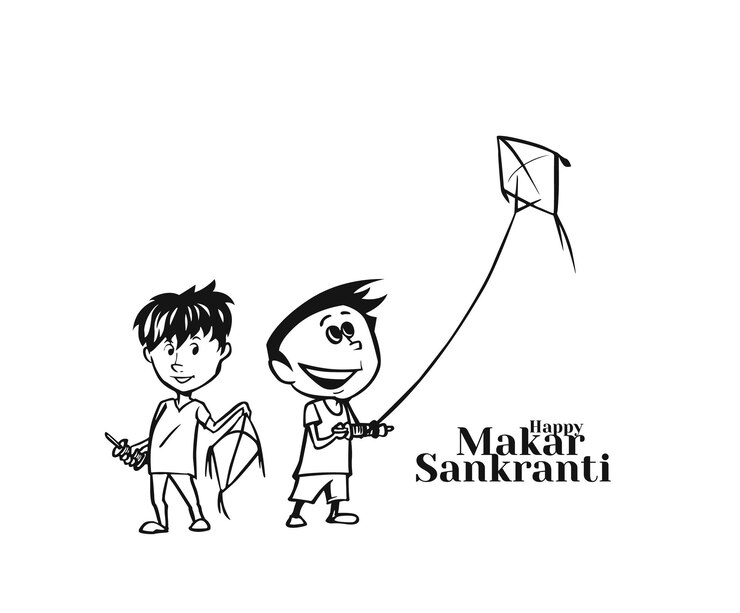 Gratis Vektor celebrate makar sankranti background with colorful kites with manja.