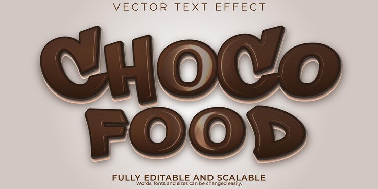 Gratis Vektor choco cereal text effect editable breakfast and snack text style