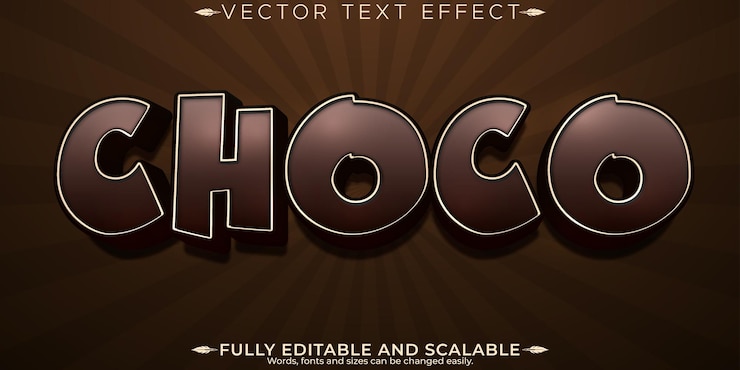 Gratis Vektor choco editable text effect bakery and biscuit text style