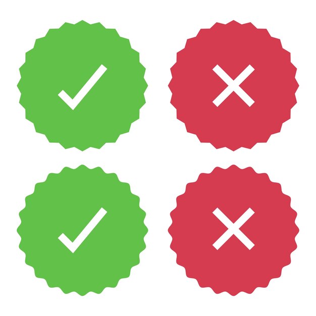 circle stars tick and cross