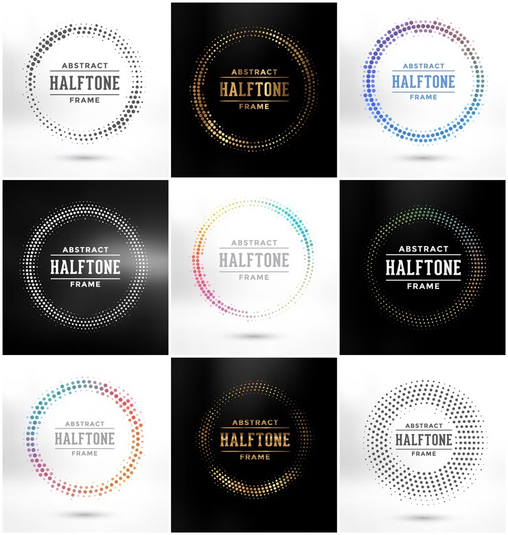 Gratis Vektor circular halftone designs