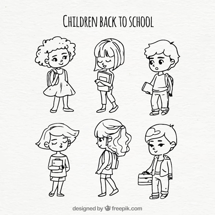 Gratis Vektor collection of children returning to school