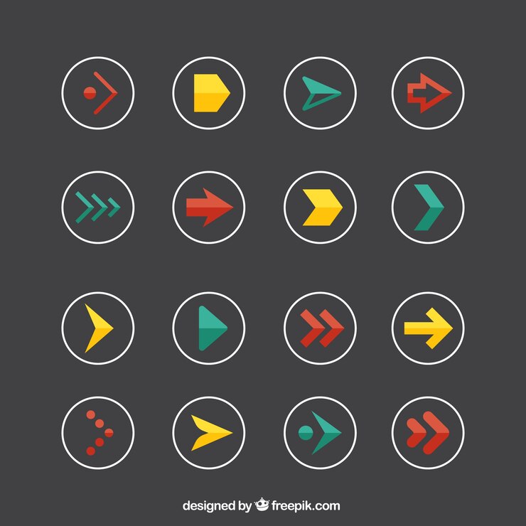 Gratis Vektor collection of colorful arrow icons