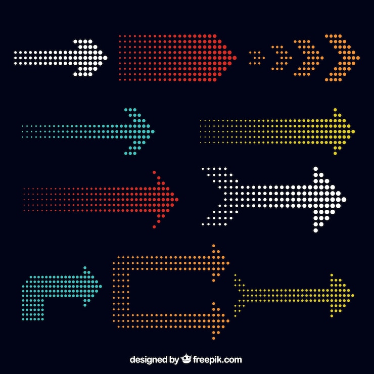 Gratis Vektor collection of dots arrows